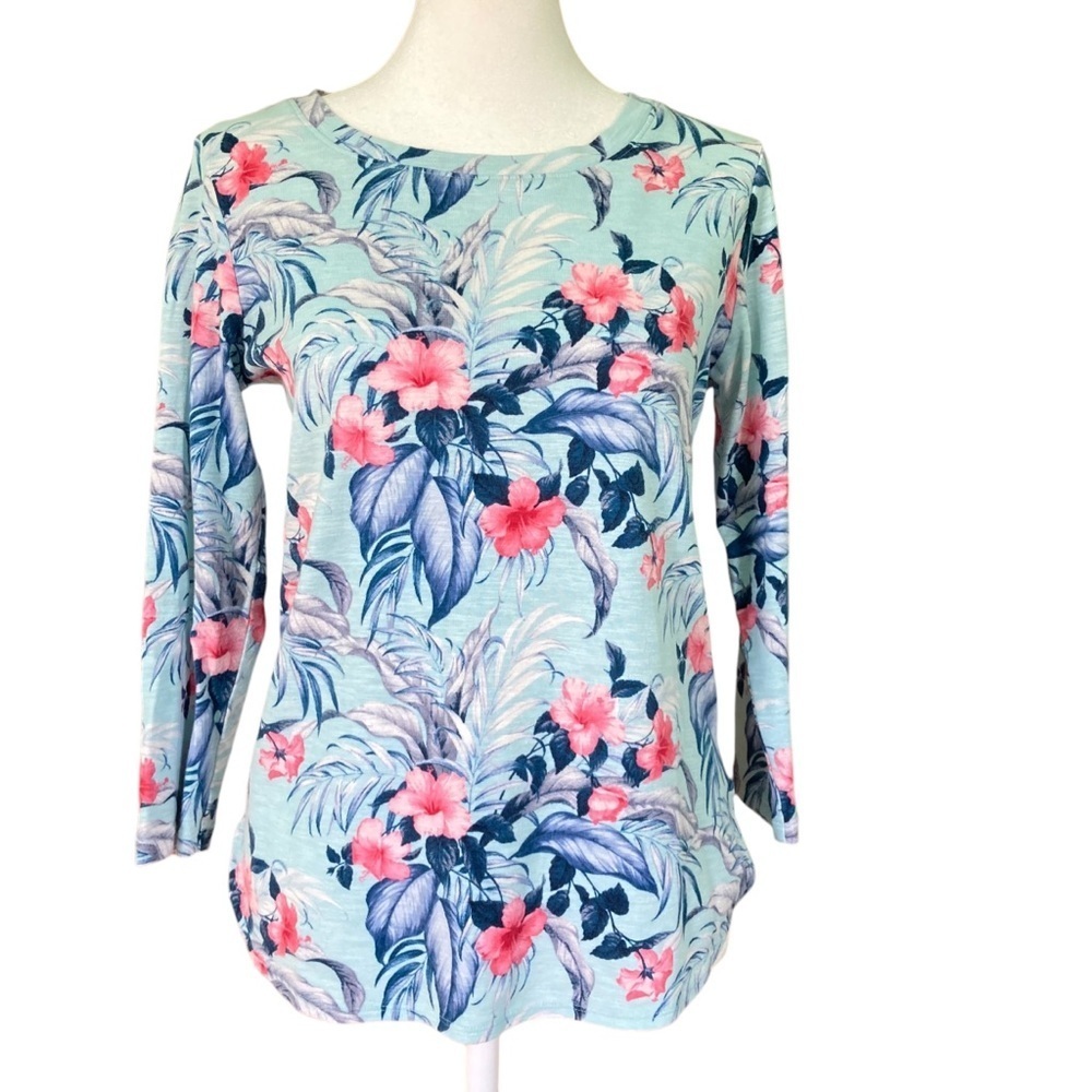 Tommy Bahama Cotton‎ Asby Isle 3/4 Sleeve Hideaway Bay Pullover Top (Size XS)